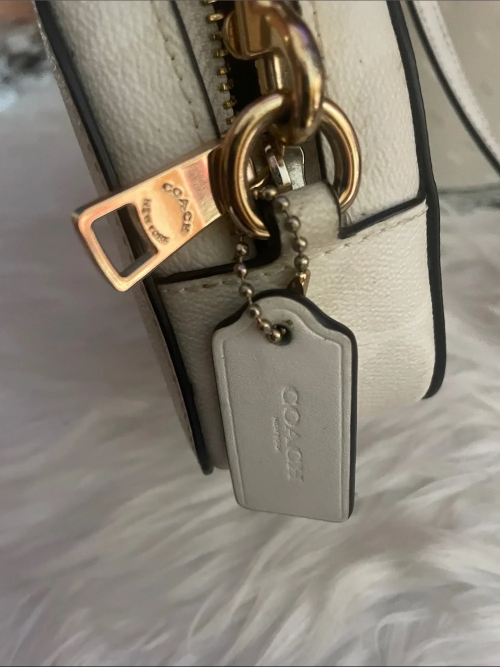 Coach Cream/White Signature Dome Crossbody with Gold Hardware